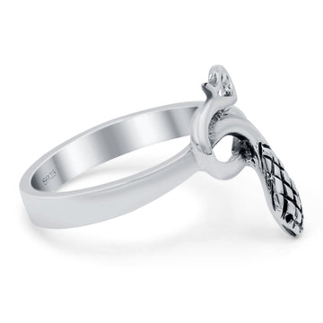 Snake Oxidized Band Solid 925 Sterling Silver Thumb Ring (14mm)